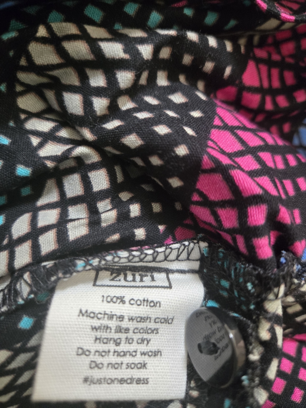 Multicolor Wave-Print Midi Dress - Vibrant Teal, Blue & Pink - Picture 4 of 4